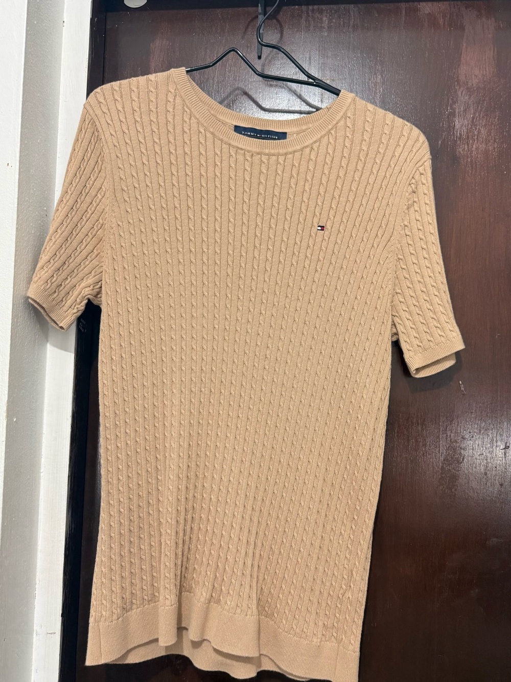 Tommy Hilfiger Women's Short-Sleeve Cable Knit Sweater - Tan